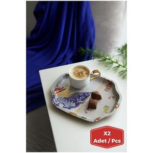 ชุดถาดขอบโค้งงอ238x358 2ชิ้น kintsugi ลายดอกไม้หลอดเลือดดำสีทองดีไซน์สวย - Product Image 1