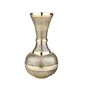Vase à fleurs en laiton massif de haute qualité, œuvre d'art indienne moderne en émail avec motifs de paon, fait à la main, vase de table écologique - Product Image 1