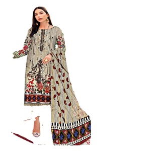 ชุดชาติพันธุ์-ชุด Salwar ปากีสถานและอินเดียชุดสุภาพสตรีลาย้เหนียว 3 ชิ้นพร้อมเย็บปักถักร้อยโดย AF แฟชั่นปริมาณ TEHZEEB - Product Image 1