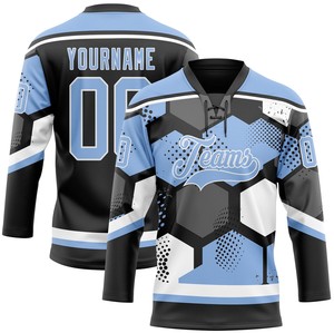 Jersey de Hockey sobre Hielo Transpirable con Cordones, 100% Poliéster, Impresión Digital, Secado Rápido, Antibacterial, Personalizable con Nombres/Números/Logotipos de Equipo - Product Image 1