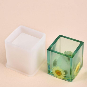 Stylish Epoxy Resin Pencil Holder For Desk Decor Transparent Epoxy Resin <b>Pen</b> Holder With <b>Gold</b> Leaf by tradebit - Product Image 2