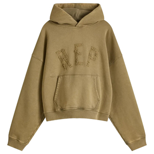 Sweat à capuche double personnalisé pour homme, patchwork, broderie vieillie, coupe carrée, court, oversize, en molleton uni, écologique, respirant, 100 % coton - Product Image 4