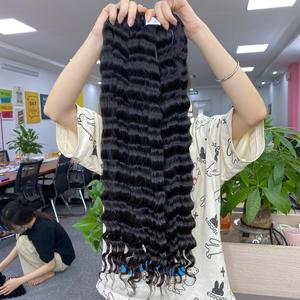 Venta al por mayor 100% Raw Vietnam Remy extensiones de cabello doble dibujado suelta onda profunda paquetes de cabello con cutículas alineadas - Product Image 1