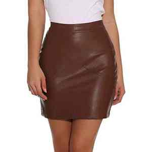 Vente en gros de jupes en cuir véritable miniatures de haute qualité pour femmes, design décontracté antistatique avec des caractéristiques douces et brillantes, vêtements d'hiver - Product Image 1