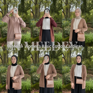 Cárdigan Básico de Manga Larga para Mujer, 100% Algodón, Antipilling, Minimalista, para Todas las Temporadas - Product Image 3