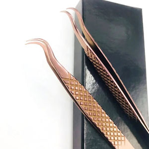 แหนบต่อขนตาแบบโค้งงอสีโรสโกลด์พร้อมปลายตะขอ - Product Image 2