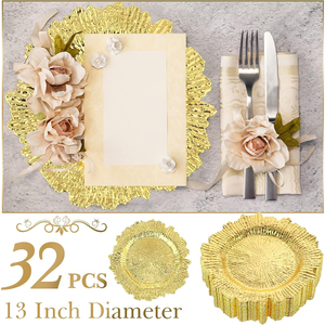 Platos decorativos de mesa Platos de cargador Placemats de diseño de flora Perfectos para uso diario u ocasiones especiales Platos formales - Product Image 2