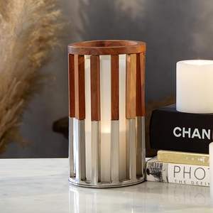 Support de bougie artisanal exclusif, ensemble de porte-bougie pour la maison, métal et bois, décoration de Noël, anniversaire, Pâques exclusive - Product Image 1