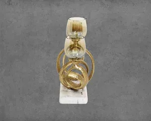 कारीगर धातु एल्यूमीनियम स्पष्ट ग्लास मोमबत्ती धारक संगमरमर के आधार लक्जरी घर सजावट के साथ क्रिसमस लोहे की सामग्री के लिए - Product Image 6