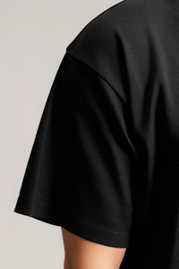 เสื้อยืดโอเวอร์ไซส์ผู้ชายผ้าฝ้าย100% 350gsm บ็อกซี่ใส่สบายสไตล์ฮิปฮอปพิมพ์ลายโลโก้ - Product Image 3