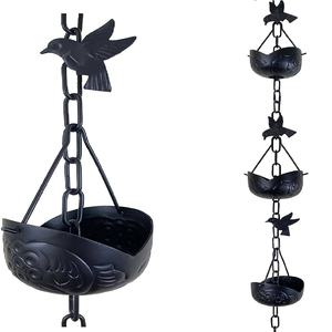 Chaîne de pluie en cuivre et acier inoxydable personnalisée gouttière de gouttière finition rouille foncé ornements de jardin RC90 modèle 89mm de diamètre Inde - Product Image 3