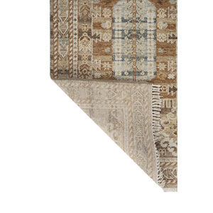 Tapis en laine noué à la main Savana, beige et marron, motif médaillon rectangulaire abstrait, pour entrée, couloir - 9x12 LSEA-1047 - Product Image 5