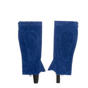 Demi-chaps d'équitation unisexe bleus imprimés avec fermeture éclair, protection des jambes, taille mi-haute, longueur genou, avec patchs - Product Image 1