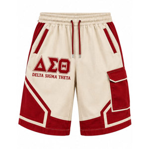   Pantalones Cortos Cargo Color Crema y Rojo con Cordón en la Cintura y Bolsillos, Estilo Bermuda Casual para Hombre - Product Image 2