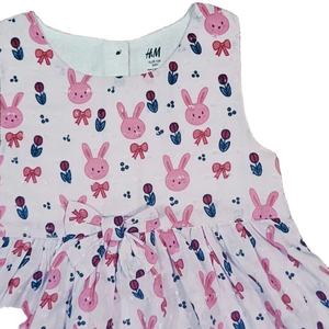 Vestido de princesa informal de verano para niñas, nuevo diseño, 100% algodón, cuello redondo, manga abullonada, Tops florales, dulce y lindo - Product Image 4