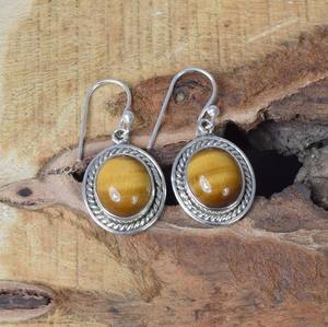 925 argent Sterling Style bohème oeil de tigre pierres précieuses boucles d'oreilles goutte élégant balancent conception bijoux de mariage cadeau pour les femmes - Product Image 4