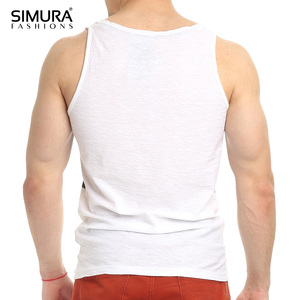 New Design Custom Made OEM Services Gym Top <b>White</b> <b>Vest</b> Printed Plain Singlet Summer Fitness <b>Men's</b> Tank Tops From Bangladesh - Product Image 5