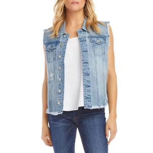 Chaqueta Vaquera Azul Lavado Elegante para Mujer, Estilo Casual con Botones, Transpirable, Color Sólido, para Invierno, Chaleco Vaquero para Mujer - Product Image 5