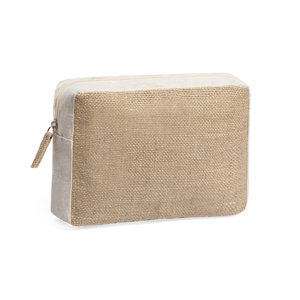 Pochette rectangulaire en toile de coton de jute laminée écologique étui de maquillage suspendu holographique résistant à l'eau fermeture à glissière - Product Image 4