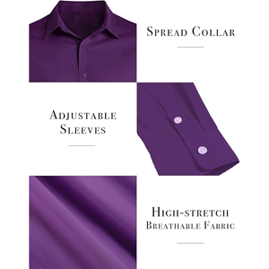 Regular Fit Stretch Stain Shield Men's Dress ShirtButton Down Man Shirt Breathable <b>YARN</b> DYED Men's Shirts - Product Image 5