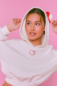 เสื้อฮู้ดครอปเอวสูงสำหรับผู้หญิง ผ้าฝ้าย 100% ทรงโอเวอร์ไซส์ ผ้าเฟรนช์เทอร์รี่  แบบสั่งทำได้ - Product Image 3