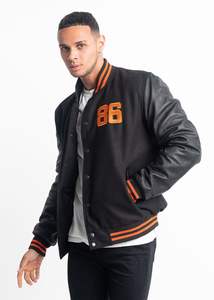 Chaqueta de invierno de lana polar personalizada para hombre, chaqueta universitaria en blanco al por mayor, chaquetas de invierno de talla grande para hombre - Product Image 2