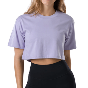 <b>Black</b> Women's Breathable Short Sleeve Crop T-Shirt High Quality Cotton Jersey Crop <b>Top</b> Custom Printing Embroidery Logo T-shirts - Product Image 5