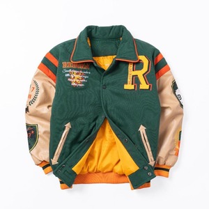 Chaqueta Varsity Unisex de Invierno con Color Personalizado, Bordado Completo, Botones de Cuero, Estilo Único, Streetwear con Cremallera, Tallas Grandes - Product Image 5
