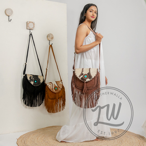 LW Women's Vintage Style Shoulder Sling Bag Handcrafted Leather School Bag Cotton Zipper New Fashion Trending Spring/Summer - Product Image 1