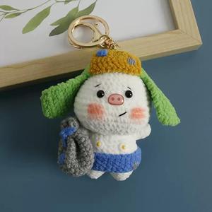 Crochet Super <b>Cute</b> Eco-friendly Fleece Crocheted <b>Bear</b> Cartoon Plush Key Chain-Handmade Knitted Heavy Industry Pendant Collection - Product Image 4