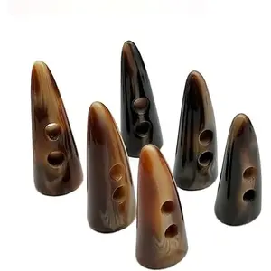 Strong Texture Custom Horn Natural Toggle Button Two Holes Horn Button Ox Horn Buttons For Coats