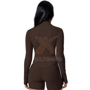 Veste de yoga respirante et durable pour femmes grandes tailles, de haute qualité, avec fermeture éclair intégrale, couleur unie, veste de fitness - Product Image 5