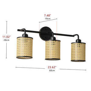 โคมไฟติดผนังสไตล์บ้านไร่แบบเรียบง่าย 3 หลอดไฟ พร้อมพลาสติกสำหรับห้องน้ำและอุปกรณ์ในห้องน้ำ - Product Image 5