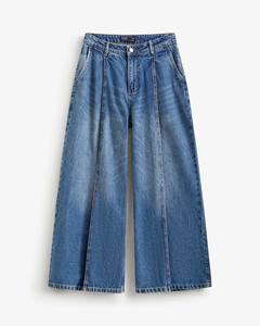 Pantalon en jean décontracté pour femme, de haute qualité, respirant, à jambes larges, ourlet plié, coupe ample, lavable par Routine Vietnam - Product Image 1