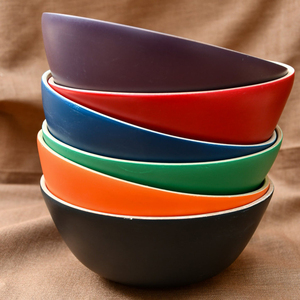 Top choice serveware set sustainable spun <b>bamboo</b> color painted <b>bowl</b> natural soup serving <b>bowls</b> from factory - Product Image 1