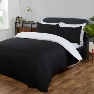 High Quality Duvet Cover Solid Colours Duvet Cover Set 100% Cotton Plain Dye 1 Duvet Cover 2 Pillowcase Reversible Bedding Set