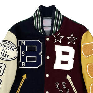Alta calidad Vintage invierno otoño hombres cuero béisbol Letterman Varsity chaqueta fabricante personalizado tela de lona - Product Image 3