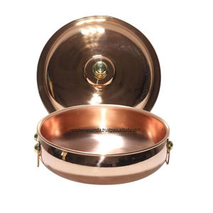 Plat de service classique en cuivre avec deux poignées, couvercle en cuivre, compatible induction, intérieur étamé, option logo personnalisé - Product Image 6