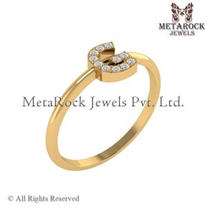 Sólido 14K oro amarillo G inicial anillo Pave diamante joyería hecha a mano A a Z minimalista letras anillo oro diamante joyería G anillo - Product Image 3