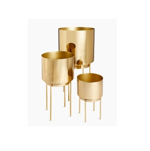Metal planter stand with Removeable Bucket style pot gold color set of 2 available in wholesale price from top listed exporter - Product Image 5