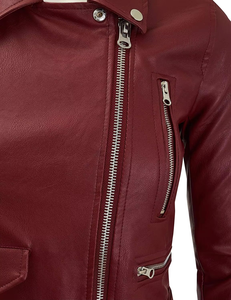 Chaqueta de Cuero Genuino Acolchada de Invierno para Mujer, Estilo Occidental, Talla Grande, Transpirable, Personalizable, Forrada de Lana - Product Image 3