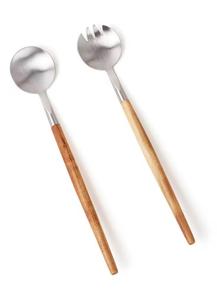 Ensemble de couverts en acier inoxydable avec poignée en résine plaquée d'or Hôtel Restaurant Maison Ustensiles à salade personnalisés Fourchette et cuillère Serveur - Product Image 3