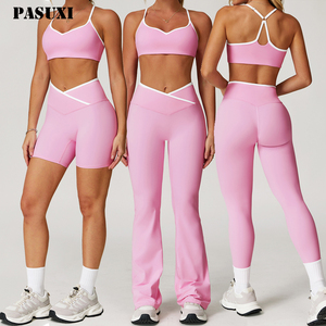 Legging pour Femme Pantalon de Course à Pied Pantalon de Sport Respirant Pantalon de Yoga Fitness Taille Haute Long Rayures - Sport