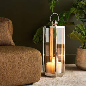 Decoraciones Modernas de Lujo para el Hogar, Portavelas de Metal Alto con Forma Hexagonal en Acero Inoxidable Brillante - Product Image 4