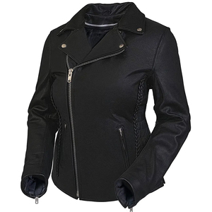 Veste aviateur en cuir d'agneau véritable noir pour femme, col chemise, sur mesure OEM - Product Image 2