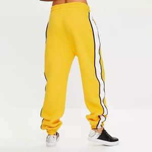 Custom Embroidered Logo French Terry Side Striped Sweatpants Women's Breathe Vintage Wide Leg Pants 100% Cotton Joggers <b>Trousers</b> - Product Image 2