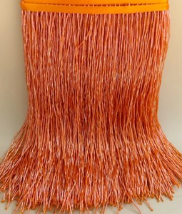 Beautiful 11.8 inches orange <b>bugle</b> <b>bead</b> Fringe trim for haute couture, dance costume, party decors - Product Image 2