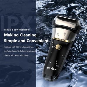 Afeitadora Eléctrica para Hombre, Afeitadora de Lámina Húmeda/Seca con Motor de 3 Velocidades, Triple Cuchilla para Cara, Cuerpo y Barba, Resistente al Agua IPX7, Alimentada por Batería USB - Product Image 2