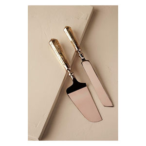 Ensemble de 2 serveurs à gâteau en acier inoxydable et laiton les plus vendus avec nickelé pour hôtel et fête d'anniversaire à bas prix - Product Image 1