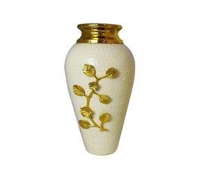 Prix de gros Nouveau vase à fleurs en métal fer aluminium blanc gaufré avec haut bas plaqué or Meilleur toute décoration pour mariage - Product Image 3
